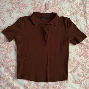 Zara Collared Ribbed Short Sleeve Baby Tee